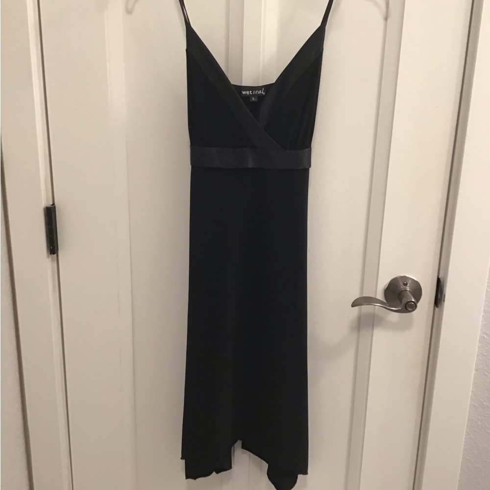 Wet Seal Black Asymetrical Hemline Dress Juniors Size L